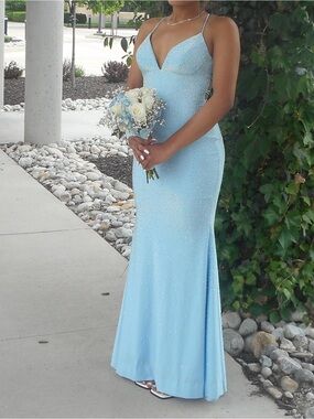 Sherri Hill Light Blue Rhinestone Evening Dress
